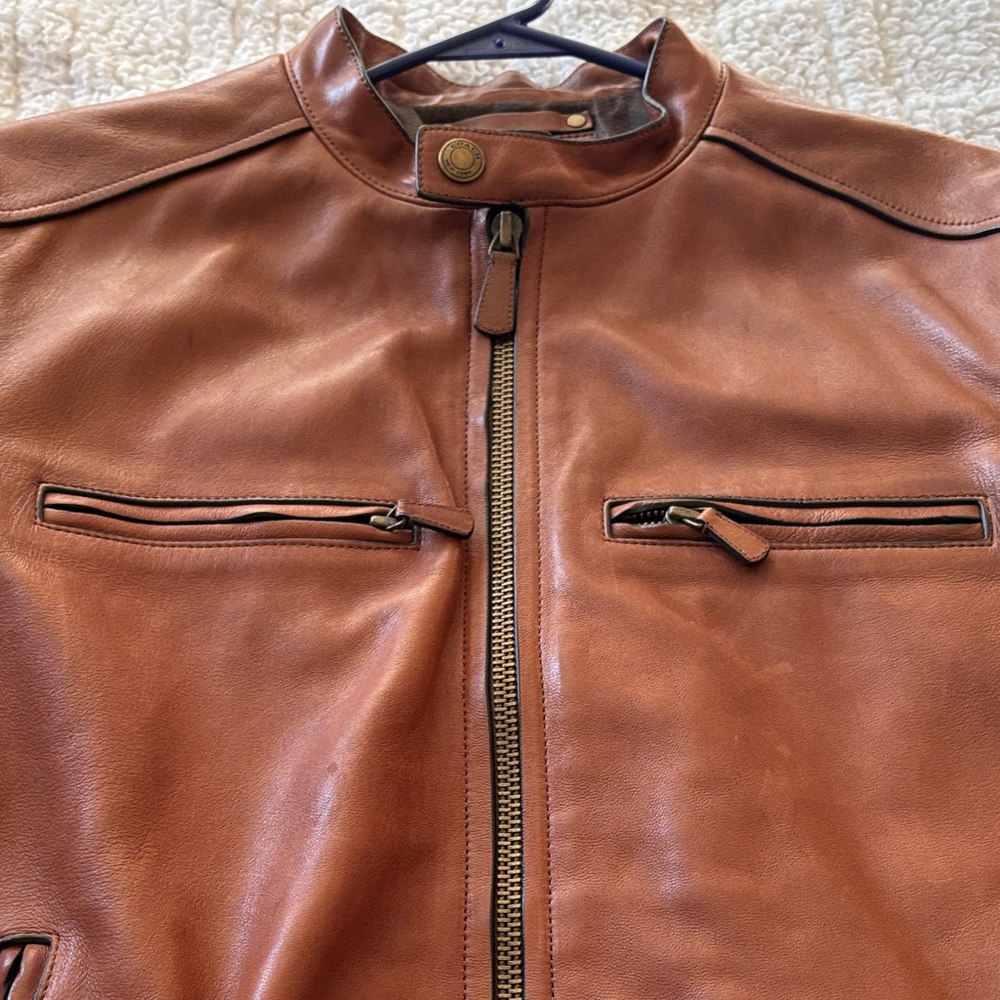 Coach Men's Tan Leather Jacket - Picture 3 of 13